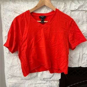 Men’s forever 21 cropped V-neck orangey, red T-shirt size small